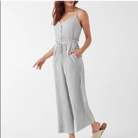 Splendid Yarn Dye Stripe Jumpsuit in Natural & Navy - Picture 3 of 10